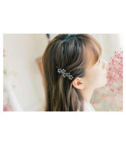 HA020 - Silver Floral Hair Pin
